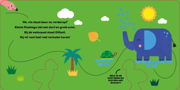 Vrolijke houten vriendje - Kleine flamingo praat heel graag (1+)