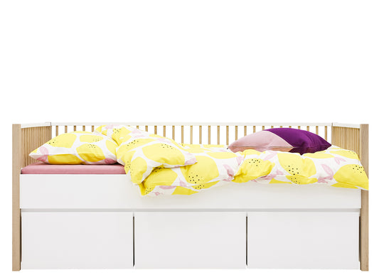 Bopita Mika compact bed 90x200 incl. 3 drawers - White/Oak