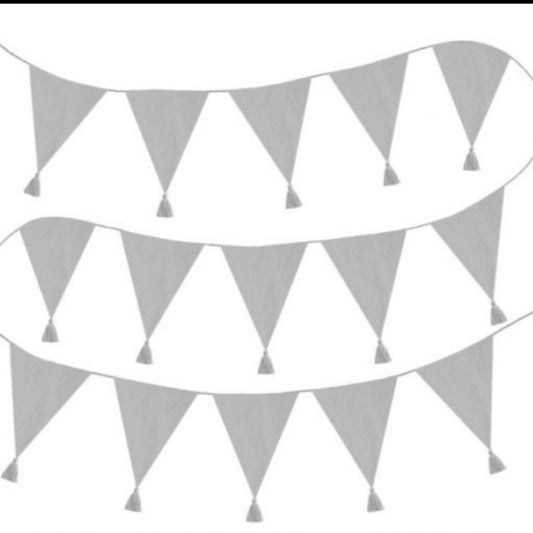 Fabric Bunting with Tassels - Gray (4 meters)