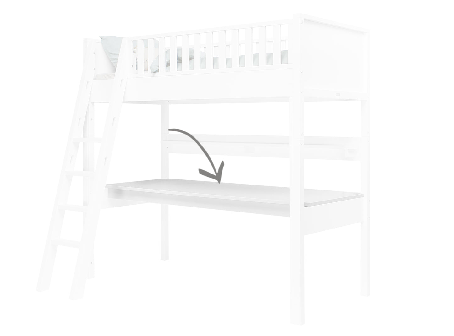 Bopita Nordic desktop loft bed XL - White