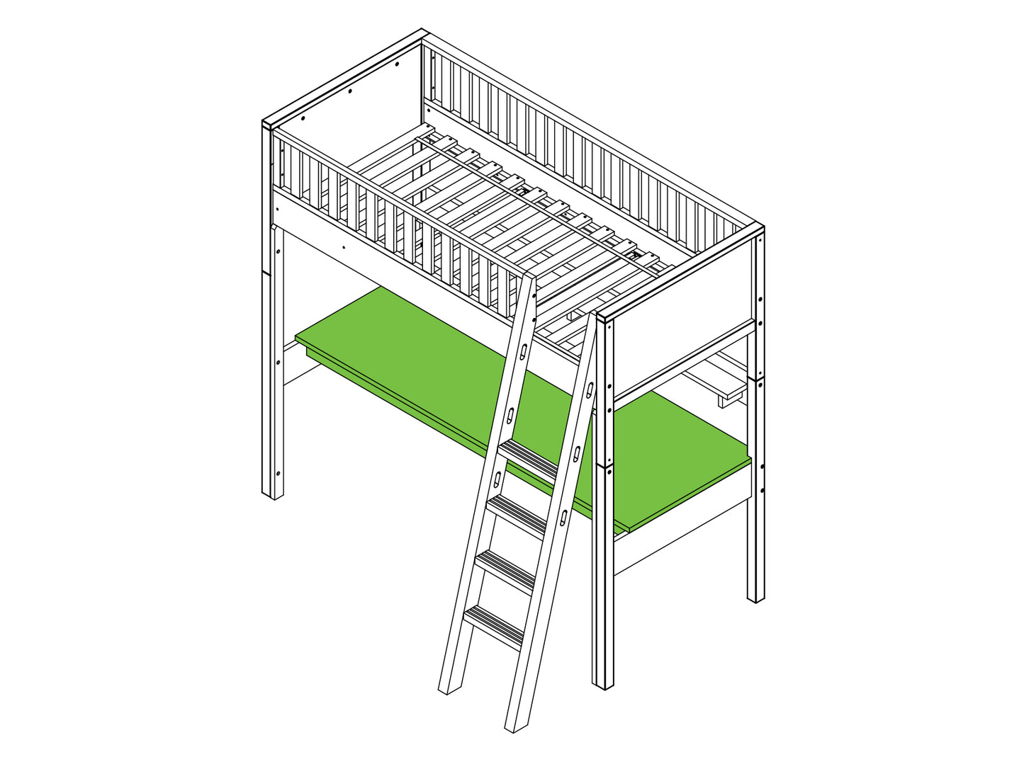 Bopita Nordic desktop loft bed XL - White