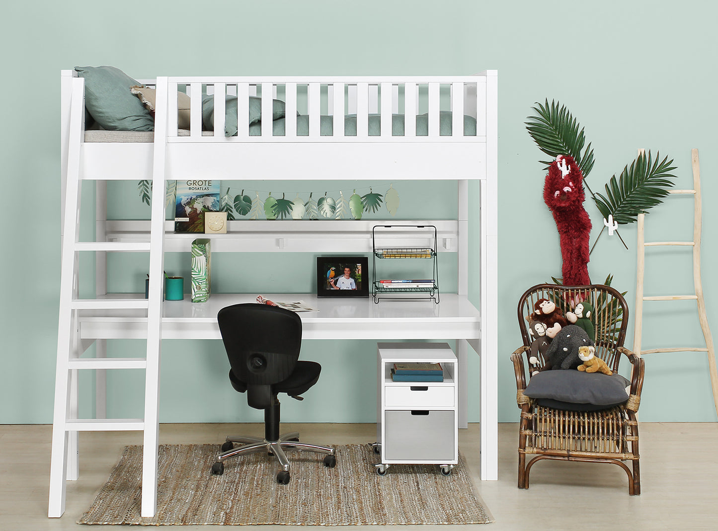 Bopita Nordic desktop loft bed XL - White