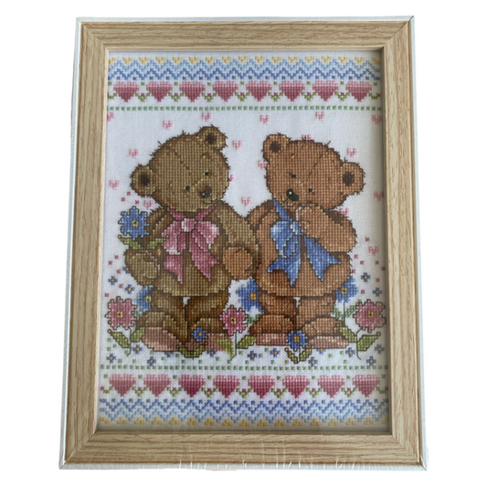 Embroidered painting bears (unique item - handicraft)