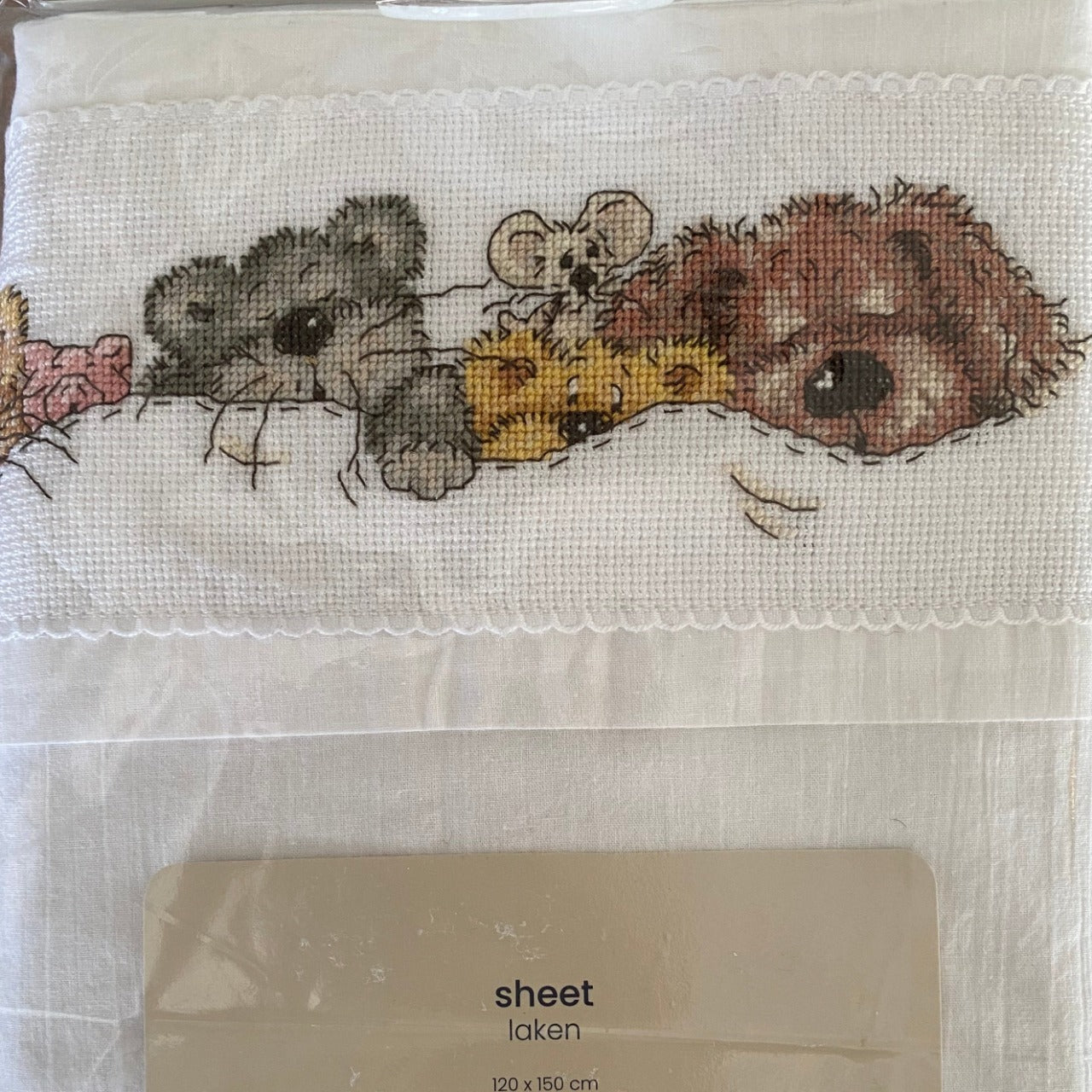 Embroidered cot sheet (unique item - handicraft)