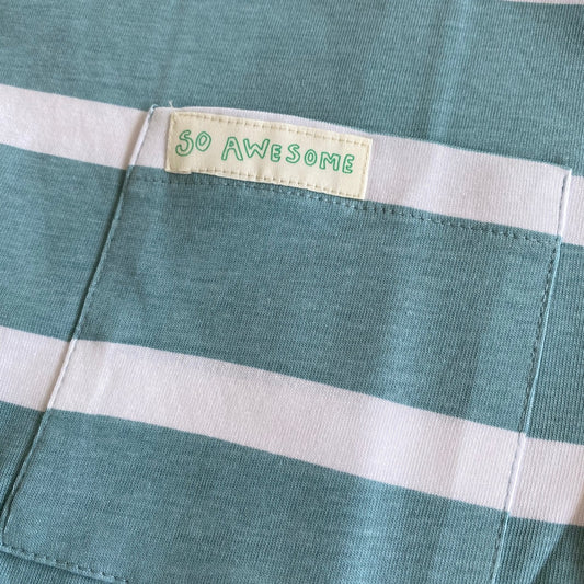 T-shirt white/green striped (2-4 years)