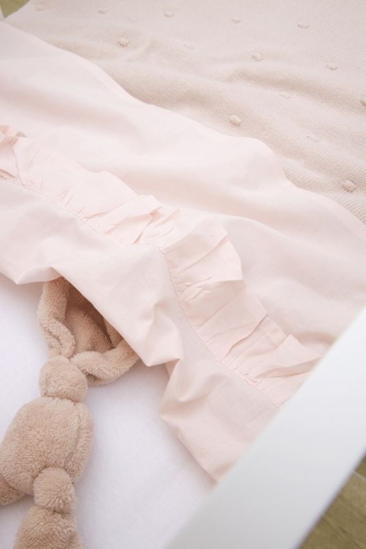 Crib sheet Ruffle (100x150 cm) - soft pink