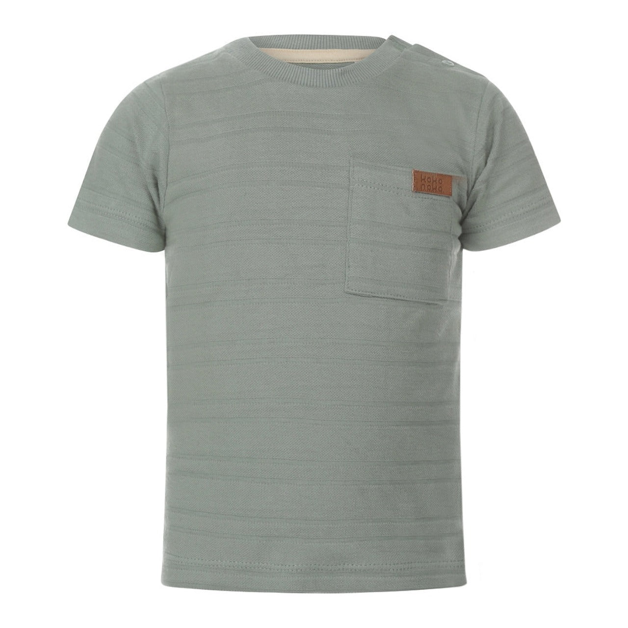 T-shirt Dusty Green met streep patroon