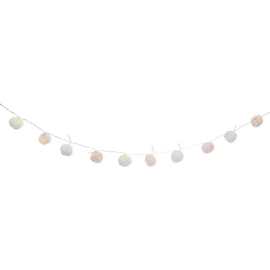 Garland of 10 cotton balls (165 cm) with light