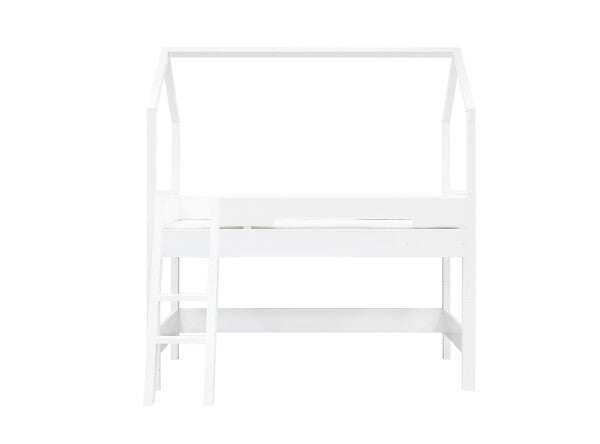 Half high bed 90x200 with slanting stairs Combiflex Home White