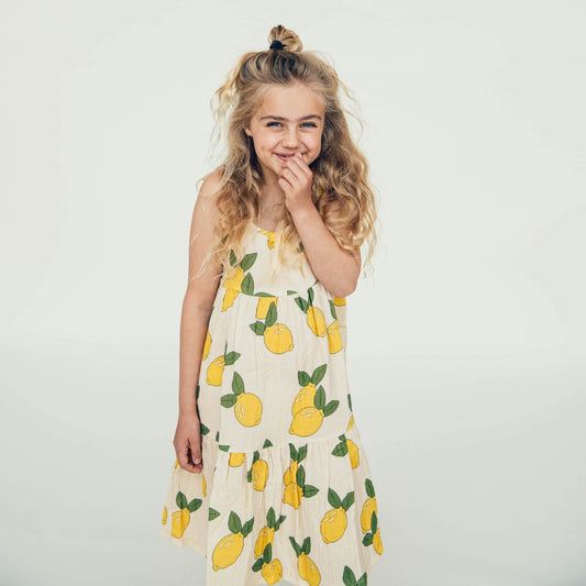 Lemon halter dress -8-10 years